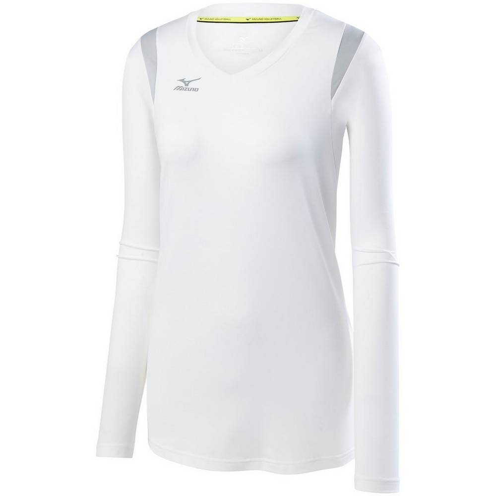 Jersey Mizuno Voleibol Balboa 5.0 Long Sleeve Para Mujer Blancos/Plateados 9731468-PR